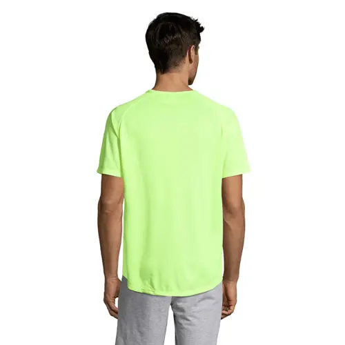T-shirt da uomo sportiva colori assortiti a girocollo con maniche taglio raglan in poliestere traspirante 140gr