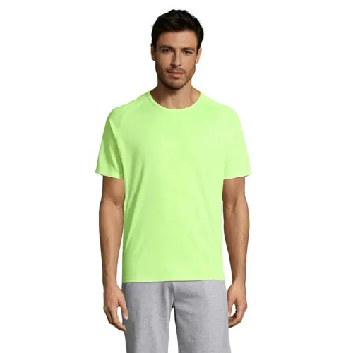 T-shirt da uomo sportiva colori assortiti a girocollo con maniche taglio raglan in poliestere traspirante 140gr