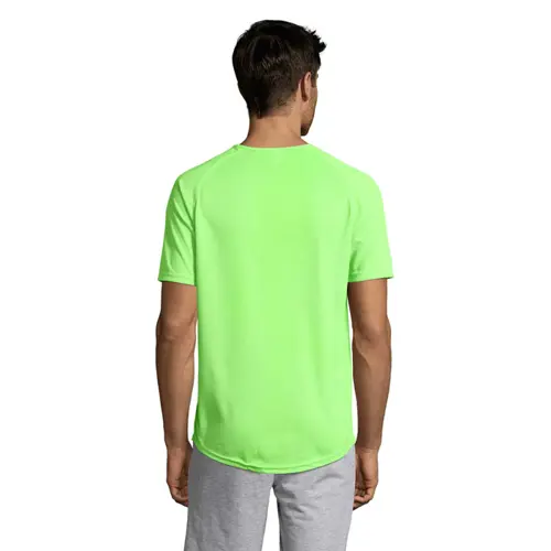 T-shirt da uomo sportiva colori assortiti a girocollo con maniche taglio raglan in poliestere traspirante 140gr