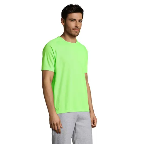 T-shirt da uomo sportiva colori assortiti a girocollo con maniche taglio raglan in poliestere traspirante 140gr