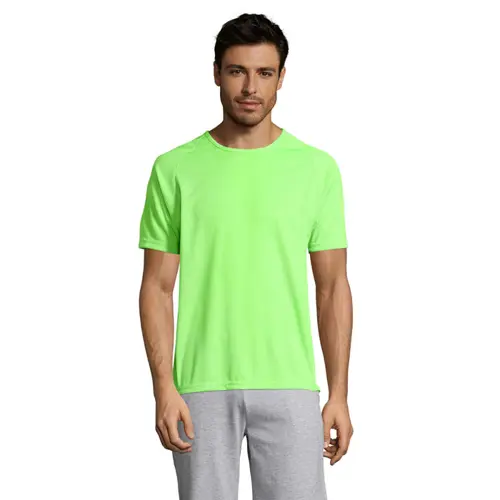 T-shirt da uomo sportiva colori assortiti a girocollo con maniche taglio raglan in poliestere traspirante 140gr