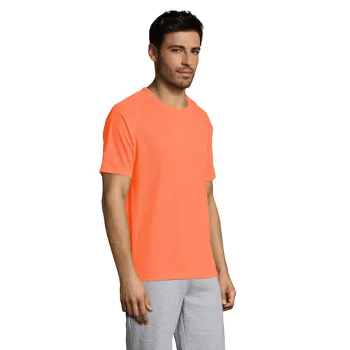 T-shirt da uomo sportiva colori assortiti a girocollo con maniche taglio raglan in poliestere traspirante 140gr