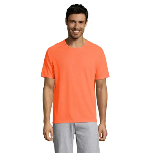T-shirt da uomo sportiva colori assortiti a girocollo con maniche taglio raglan in poliestere traspirante 140gr