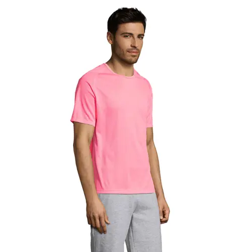 T-shirt da uomo sportiva colori assortiti a girocollo con maniche taglio raglan in poliestere traspirante 140gr