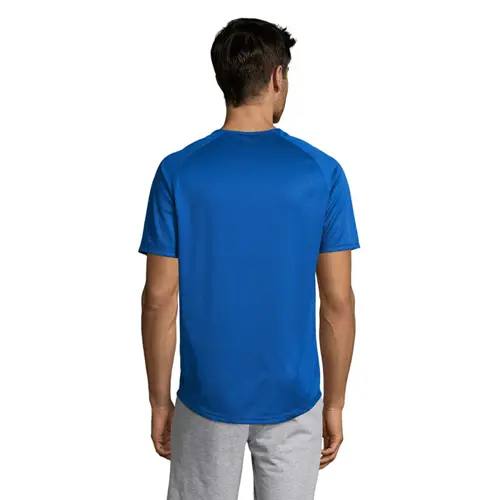 T-shirt da uomo sportiva colori assortiti a girocollo con maniche taglio raglan in poliestere traspirante 140gr