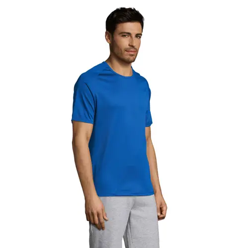 T-shirt da uomo sportiva colori assortiti a girocollo con maniche taglio raglan in poliestere traspirante 140gr