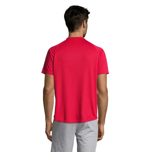 T-shirt da uomo sportiva colori assortiti a girocollo con maniche taglio raglan in poliestere traspirante 140gr