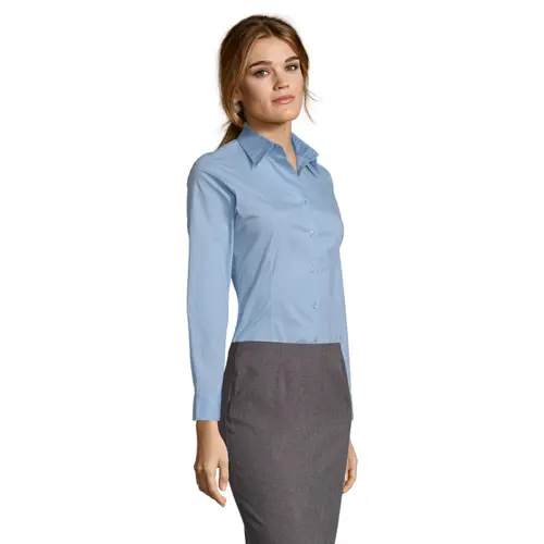 Camicia SOL'S EDEN da donna a maniche lunghe in cotone elasticizzato da 140gr