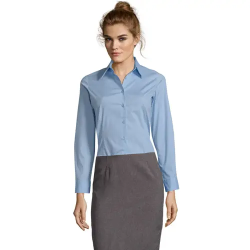 Camicia SOL'S EDEN da donna a maniche lunghe in cotone elasticizzato da 140gr