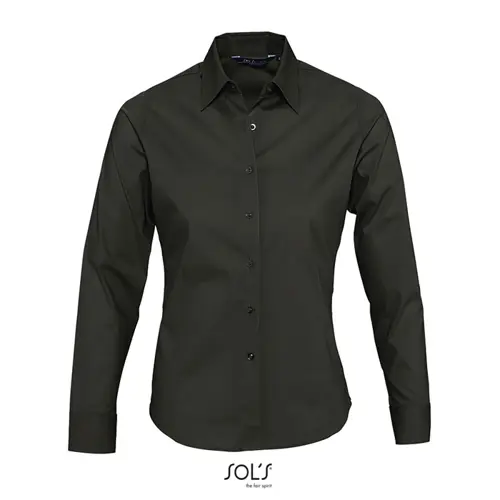 Camicia SOL'S EDEN da donna a maniche lunghe in cotone elasticizzato da 140gr