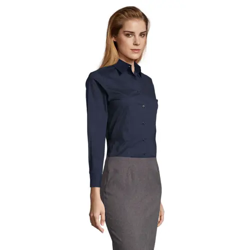 Camicia SOL'S EDEN da donna a maniche lunghe in cotone elasticizzato da 140gr