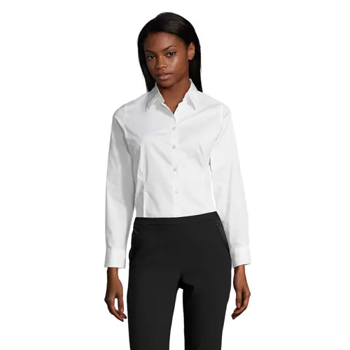 Camicia SOL'S EDEN da donna a maniche lunghe in cotone elasticizzato da 140gr