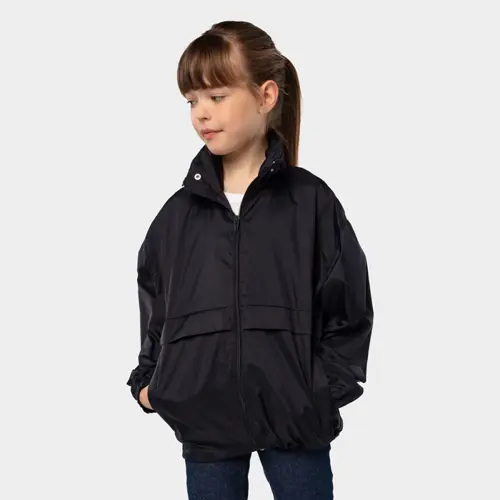 Giacca impermeabile da bambino unisex colori assortiti con cappuccio a scomparsa in nylon 210gr