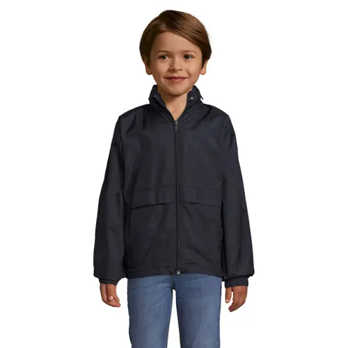 Giacca impermeabile da bambino unisex colori assortiti con cappuccio a scomparsa in nylon 210gr