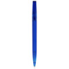 Penna a sfera in plastica trasparente in diversi colori con meccanismo a rotazione e refill blu