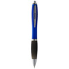 Penna a sfera con fusto colorato e impugnatura morbida con meccanismo a scatto e refill blu