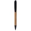 Penna in bambù con puntale e clip in plastica colorata in coordinato con meccanismo a scatto e refill nero