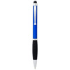 Penna a sfera in plastica colorata con impugnatura gommata nera e punta touch con meccanismo a rotazione e refill blu