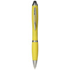 Penna a sfera in plastica disponibile in vari colori con punta touch e meccanismo a rotazione a refill nero
