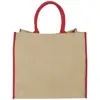 Shopper in juta grande a soffietto con manici e bordi colorati 40x20x35cm