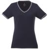T-shirt da donna colori assortiti scollo a v con bordino a contrasto su colletto e maniche 100% cotone 180gr