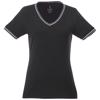 T-shirt da donna colori assortiti scollo a v con bordino a contrasto su colletto e maniche 100% cotone 180gr