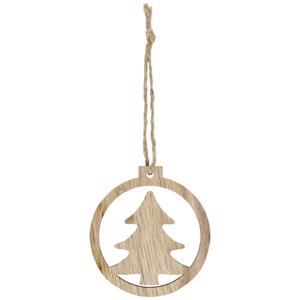 Ornamento in legno di forma rotonda con Albero di Natale