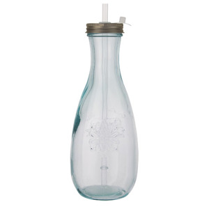 Bottiglia in vetro da 600 ml riciclato con cannuccia