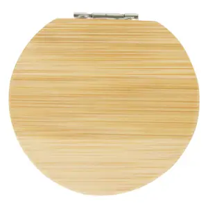 Specchio tascabile in bambù con piccolo spazio contenitore