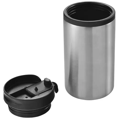 Bicchiere termico in acciaio inox e plastica con coperchio a vite 300ml