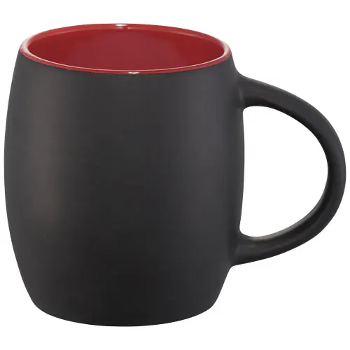Tazza in ceramica finitura opaca e parete interna colorata con coperchio sottobicchiere in legno 400ml