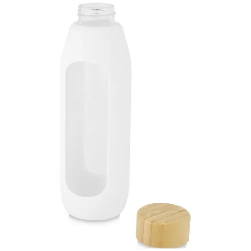 Borraccia in vetro borosilicato da 600 ml con impugnatura in silicone e tappo in bambù