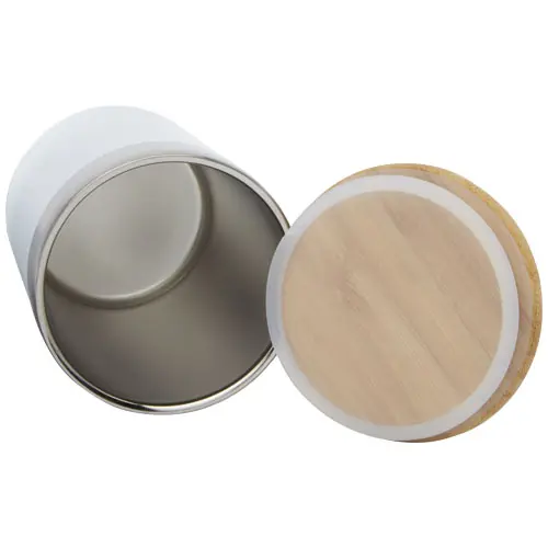 Bicchiere termico in acciaio inox con isolamento sottovuoto in rame e coperchio in bambù da 300ml