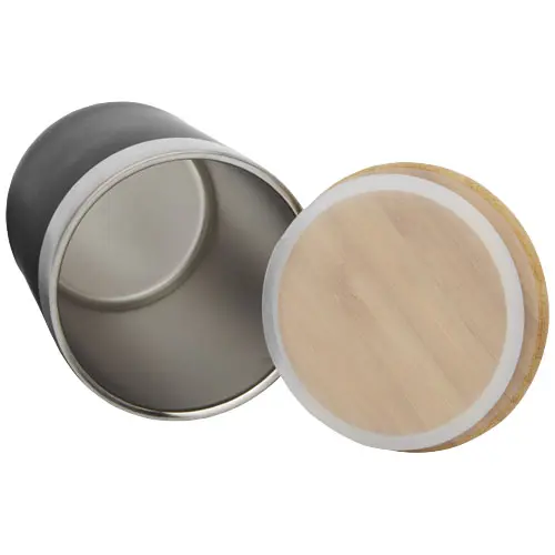 Bicchiere termico in acciaio inox con isolamento sottovuoto in rame e coperchio in bambù da 300ml