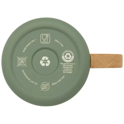 Tazza in acciaio inox riciclato certificato con manico in legno di faggio e isolamento sottovuoto in rame da 360ml