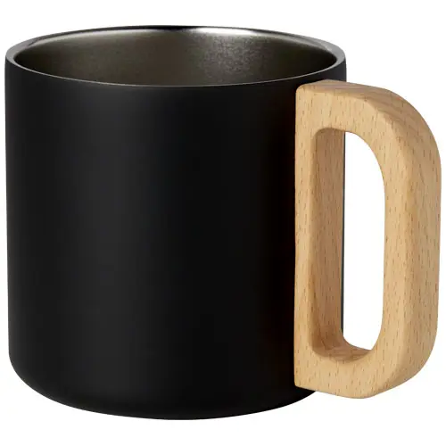 Tazza in acciaio inox riciclato certificato con manico in legno di faggio e isolamento sottovuoto in rame da 360ml