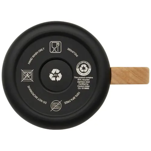 Tazza in acciaio inox riciclato certificato con manico in legno di faggio e isolamento sottovuoto in rame da 360ml