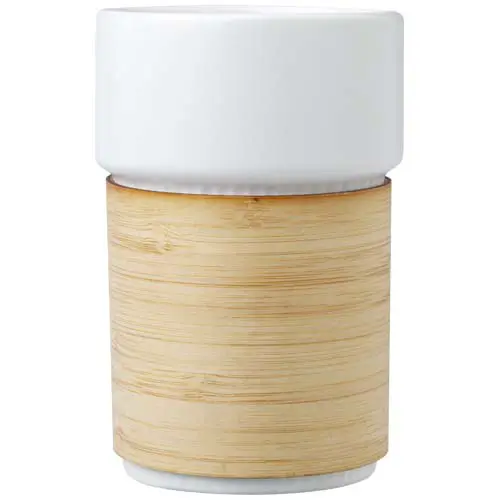 Bicchiere termico con custodia in bambù da 340ml fornito in confezione regalo in cartone riciclato