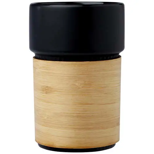 Bicchiere termico con custodia in bambù da 340ml fornito in confezione regalo in cartone riciclato