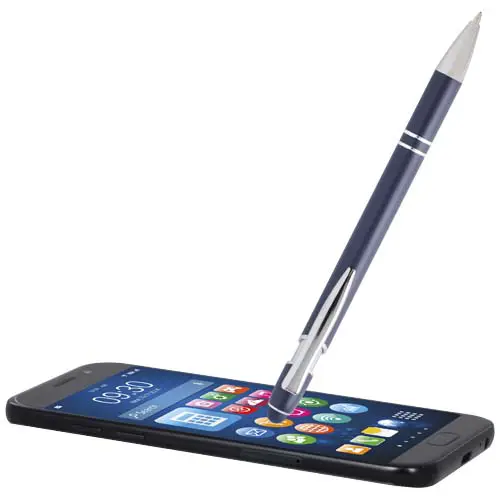 Penna a sfera touch in alluminio riciclato e finitura argentata refill nero