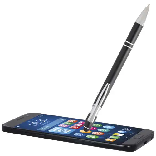 Penna a sfera touch in alluminio riciclato e finitura argentata refill nero