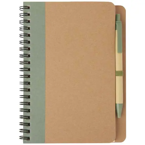 Block notes A6 in carta riciclata con fogli a righe e penna in refill nero