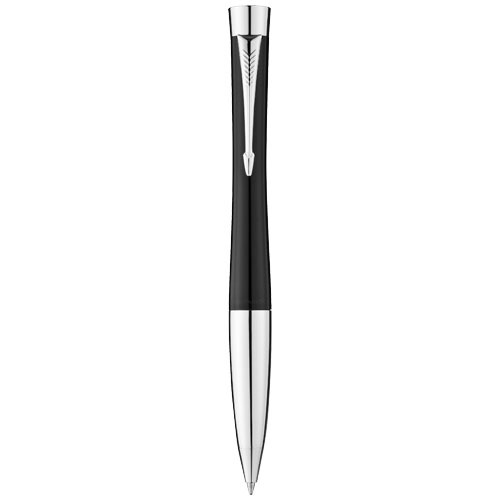 Penna a sfera Parker in alluminio disponibile in due colori nero e argento con meccanismo a scatto in confezione regalo e refill blu