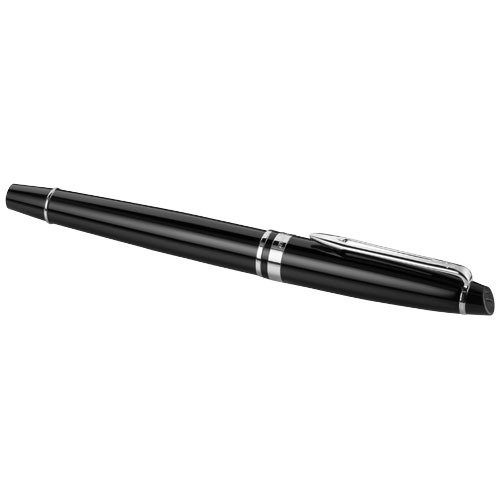 Penna stilografica  a marchio Waterman in alluminio di colore nero con cappuccio in confezione regalo e refill blu