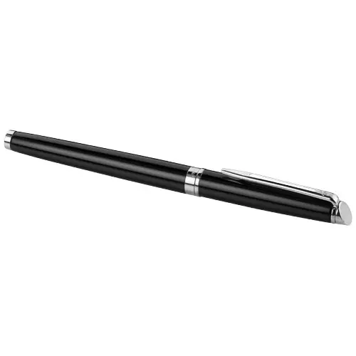 Penna roller a marchio Waterman in alluminio colore nero con cappuccio in confezione regalo e refill nero