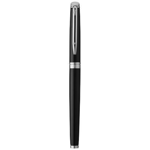 Penna roller a marchio Waterman in alluminio colore nero con cappuccio in confezione regalo e refill nero