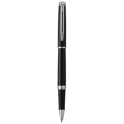 Penna roller a marchio Waterman in alluminio colore nero con cappuccio in confezione regalo e refill nero