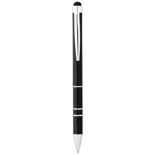 Penna a sfera in metallo disponibile in vari colori e punta touch con meccanismo a rotazione e refill nero
