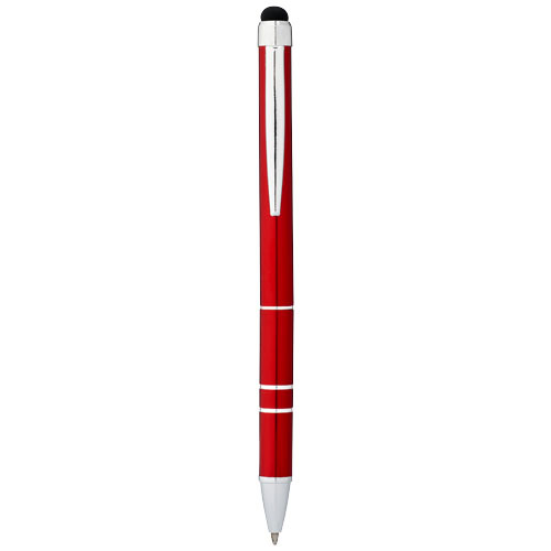 Penna a sfera in metallo disponibile in vari colori e punta touch con meccanismo a rotazione e refill nero