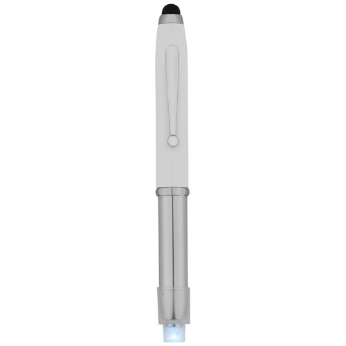 Penna a sfera in alluminio multifunzione con torcia a LED e punta touch a refill blu